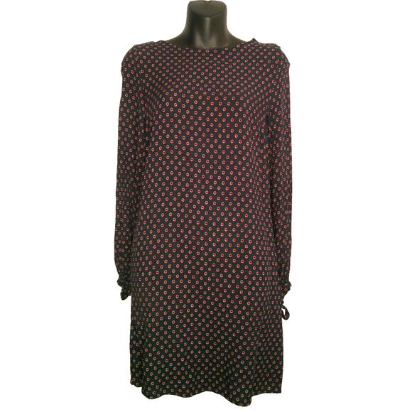 H&M Dresses & Skirts - H&M Jual Tie Sleeve Midi Patterned Dress Women's 6 Round Neck Navy Red